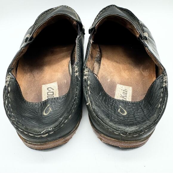 Olukai Moloa Slip On Leather Loafer Shoe In Black/ Toffee Sz 12 Business Casual - Picture 9 of 12